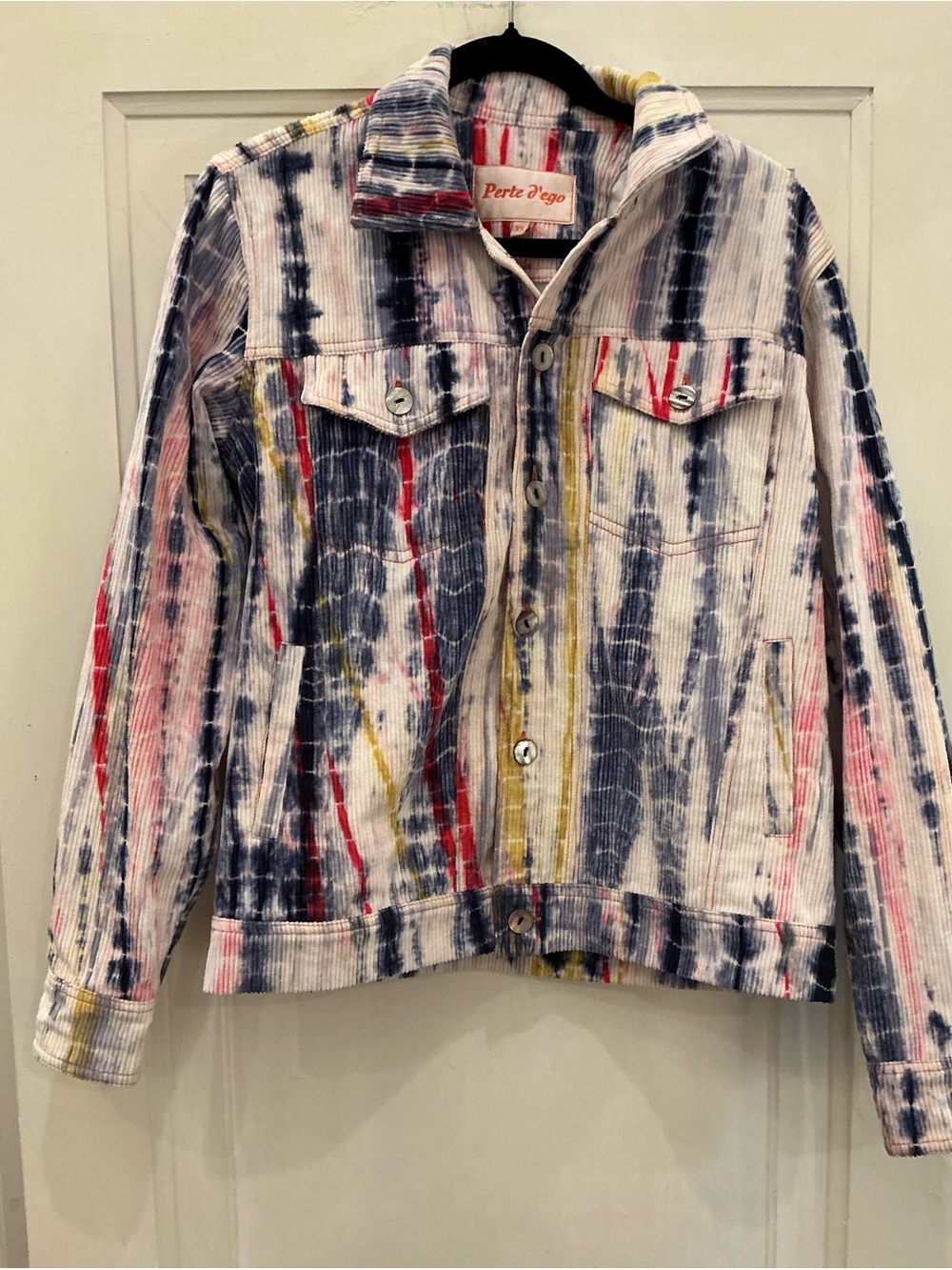 Perte D'ego Multicolor Shibori Corduroy Trucker Jacket XS